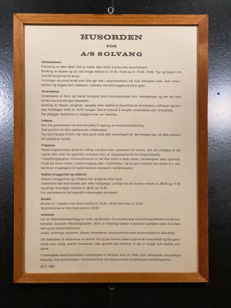 Husordensreglene anno 1968